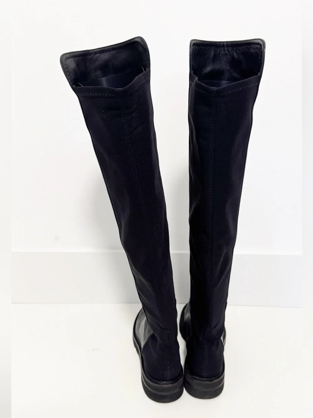 Stuart Weitzman 5050 Lug Sole Leather Over the Knee Boot Black size 6